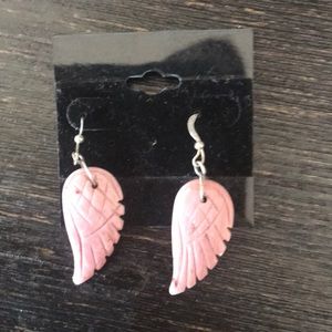 Pink Stone Wing Earrings